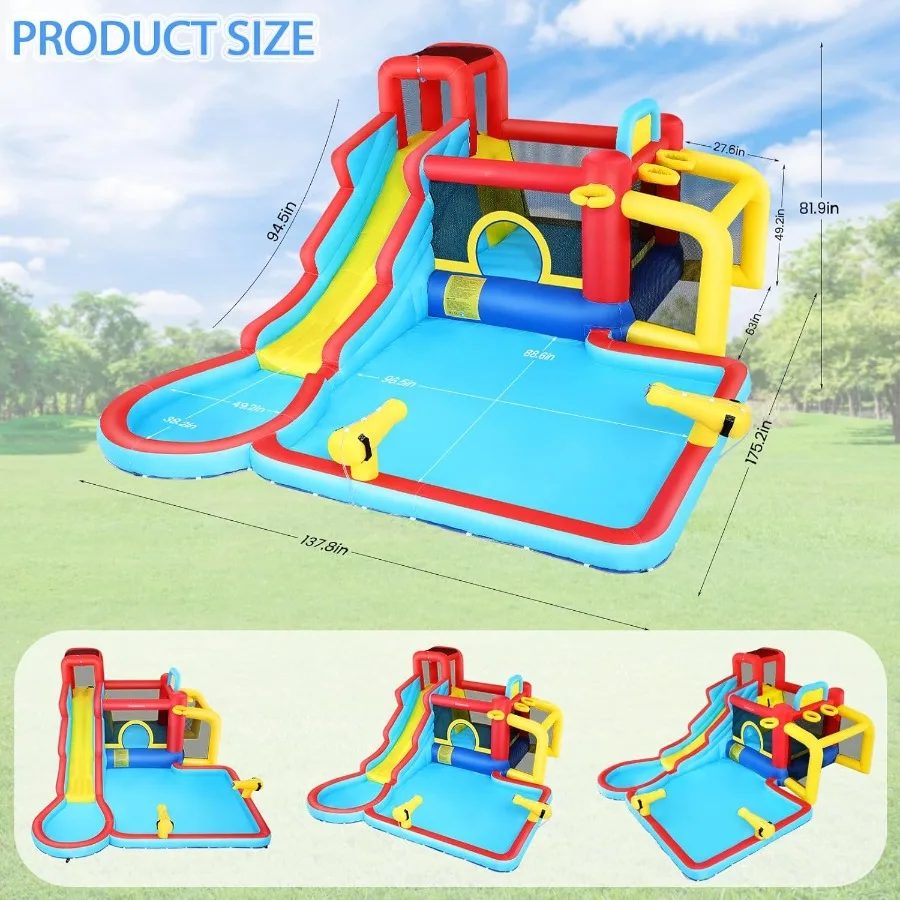 Inflatable Bounce House Water Slides 15FTx11.5FT Extra Large Waterslide Jumping Castle with Swimming Pool Water Slides Water Ca
