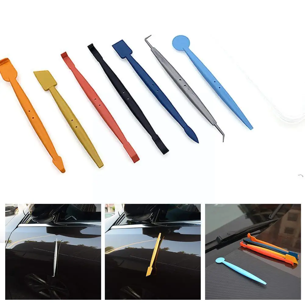 

7 In 1 Car Wrap Stick Vinyl Wrap Magnetic Micro-squeegee Car Wrapping Curve Tint Slot Auto Tool Tools Scraper Kit Window R1h4