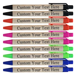 10 pcs Custom Logo/Text Paper Ball Pen ECO Recycled Paper Ballpen Eco-friendly Ballpoint Pen School Supplies Gift Pen