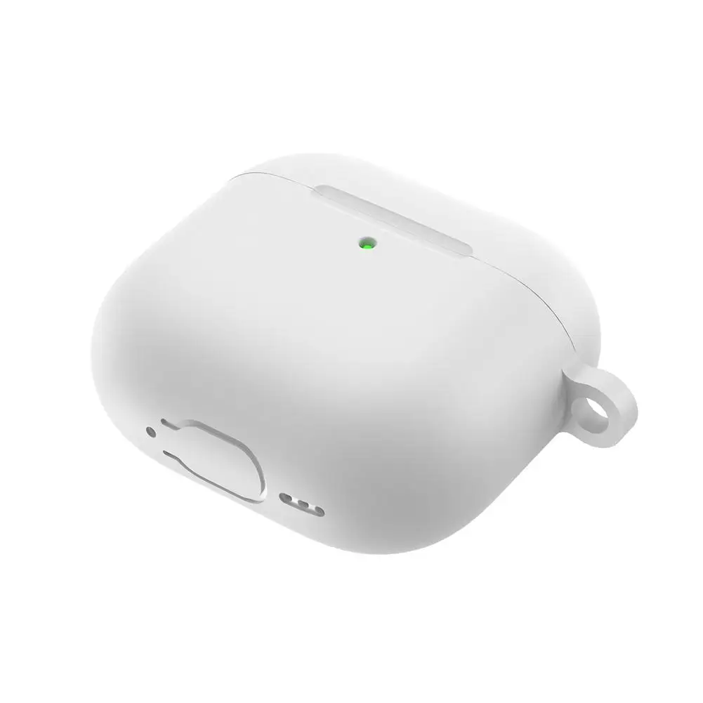 Voor Apple AirPods 4, effen kleur siliconen beschermhoes met gesp, geïntegreerd anti-val, met stofdicht bergbeklimmen, antikras