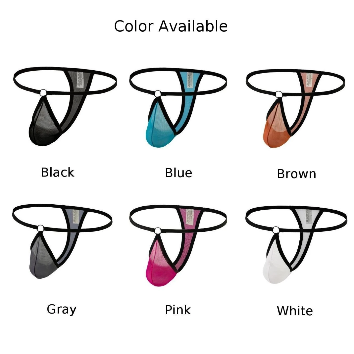 Mens Hoop Bulge POUCH ทองยืดชุดชั้นในเปิดก้นบิกินี่ G-String เซ็กซี่กางเกง T-Back Breathable น้ําหนักเบากางเกง