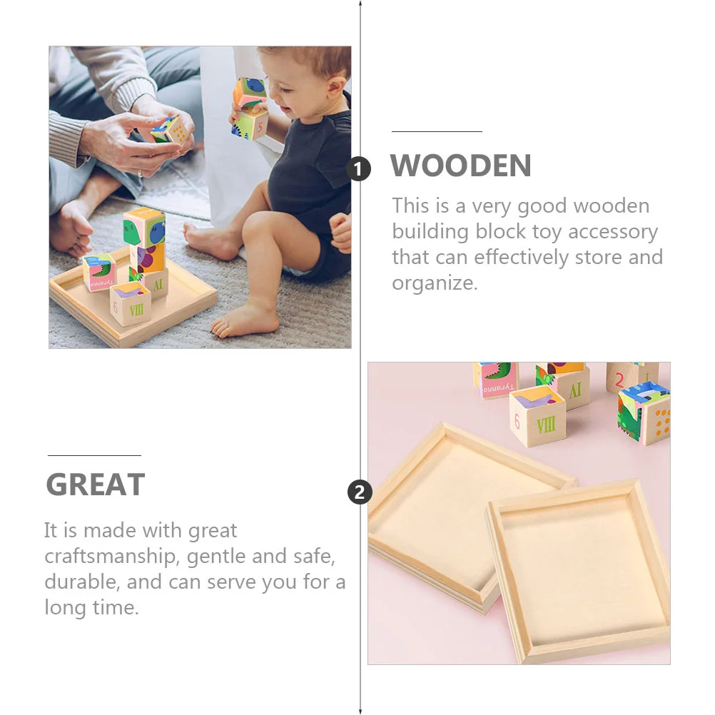 5 Pcs Wooden Pallet Blocks Puzzles Toy Trays for Home Sorting Square Serving Pastry