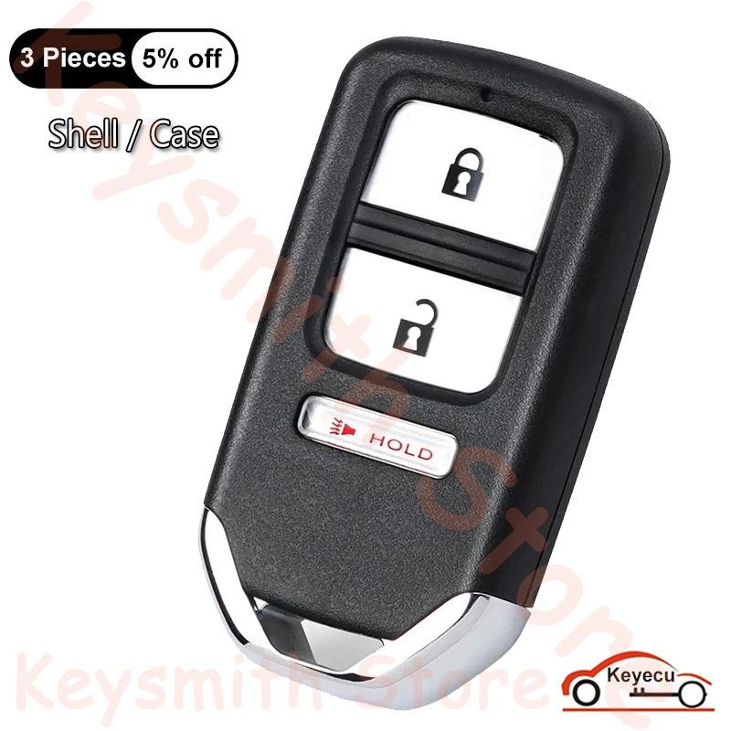 

KEYECU 2+1 3 Buttons Case for Honda Fit HR-V Crosstour Auto Smart Remote Control Key Shell Cover Fob FCC# KR5V1X / ACJ932HK1210A