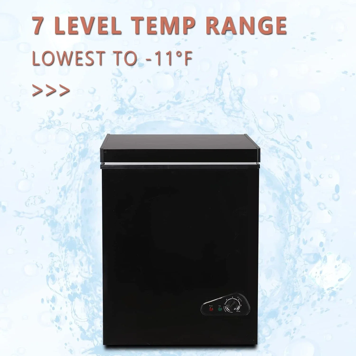 فريزر صدر مدمج 3.5 قدم مكعب مع سلة قابلة للإزالة، فريزر عميق مفتوح بذاته للباب العلوي مع تعديل 7 تروس، أسود (72Q)