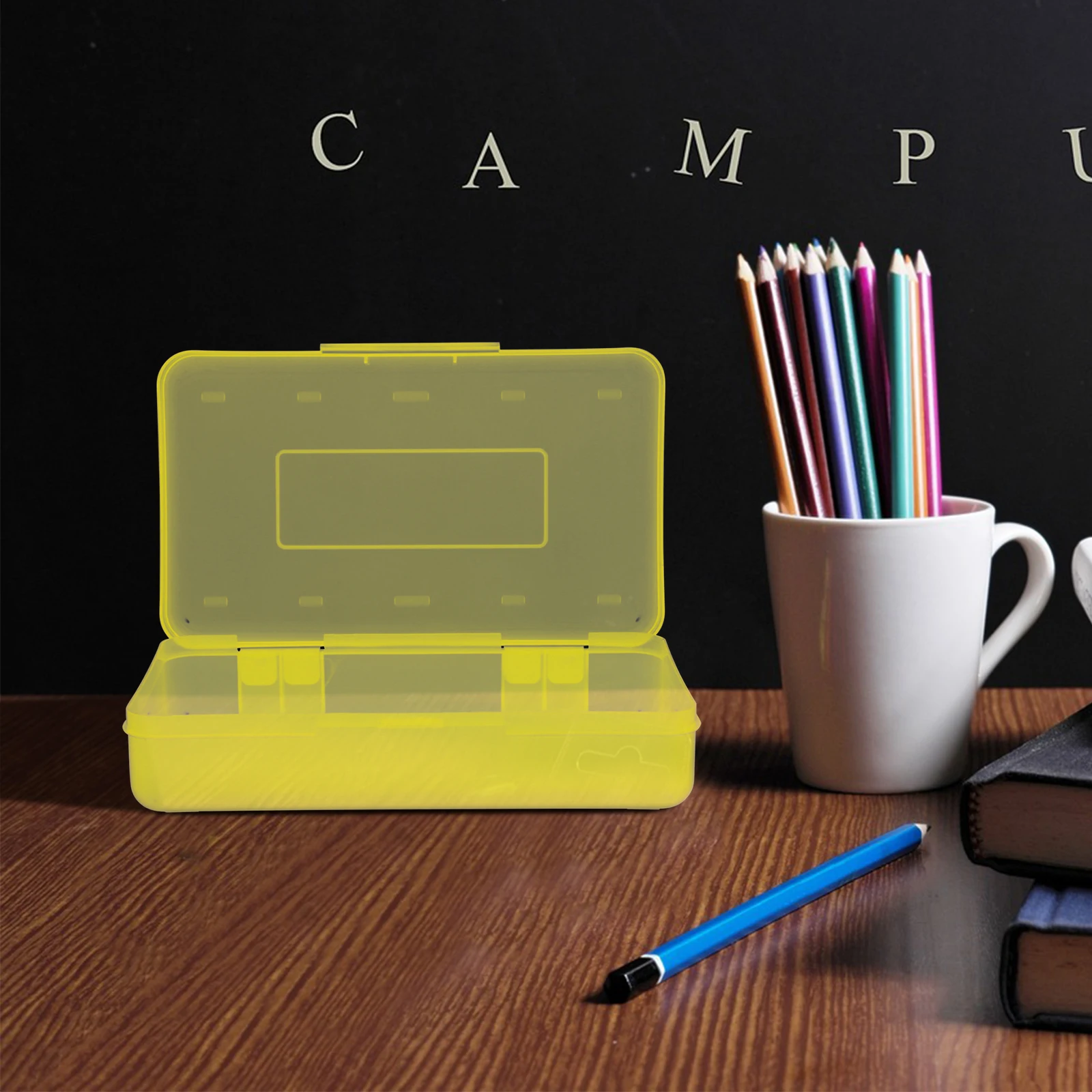 

Plastic Pencil Box Large Capacity Clear Transparent Storage For Pens Pencils Crayons Markers Organizer Lightweight