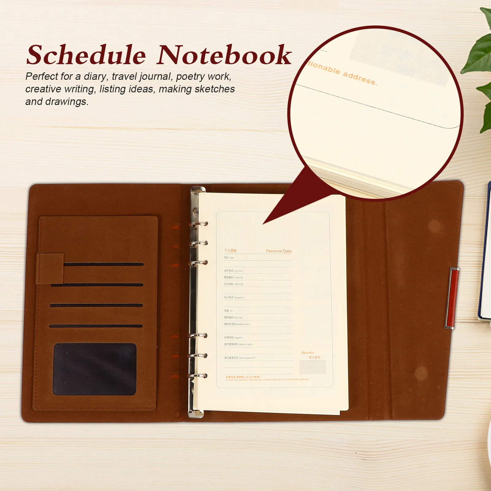 

1Pcs PU Notebook Moderate Size Portable Daily Writing Notebook for Travel Journal Poetry Creative Writing Listing Ideas