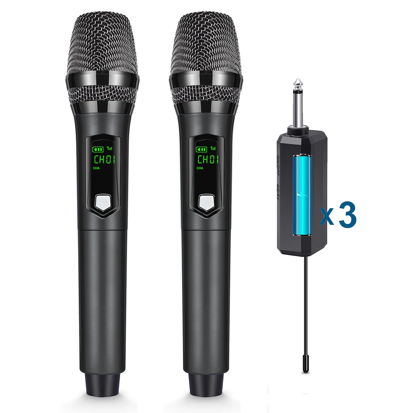 

Wireless Portable Dynamic Microphone System and 6.35MM Receiver Sound Card Microphone for Live Streaming Broadcast Mic