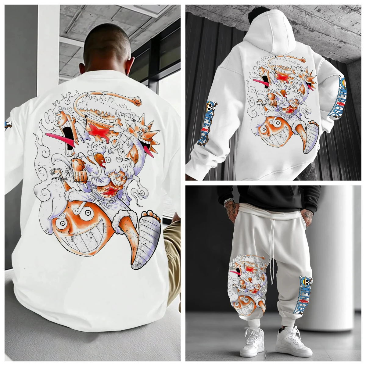 

Autumn Adult Children Unisex Anime Printed Luffy Vintage Hoodie Pants Suit Winter Hip Hop Trend T-shirt Y2k Fashion Streetwear