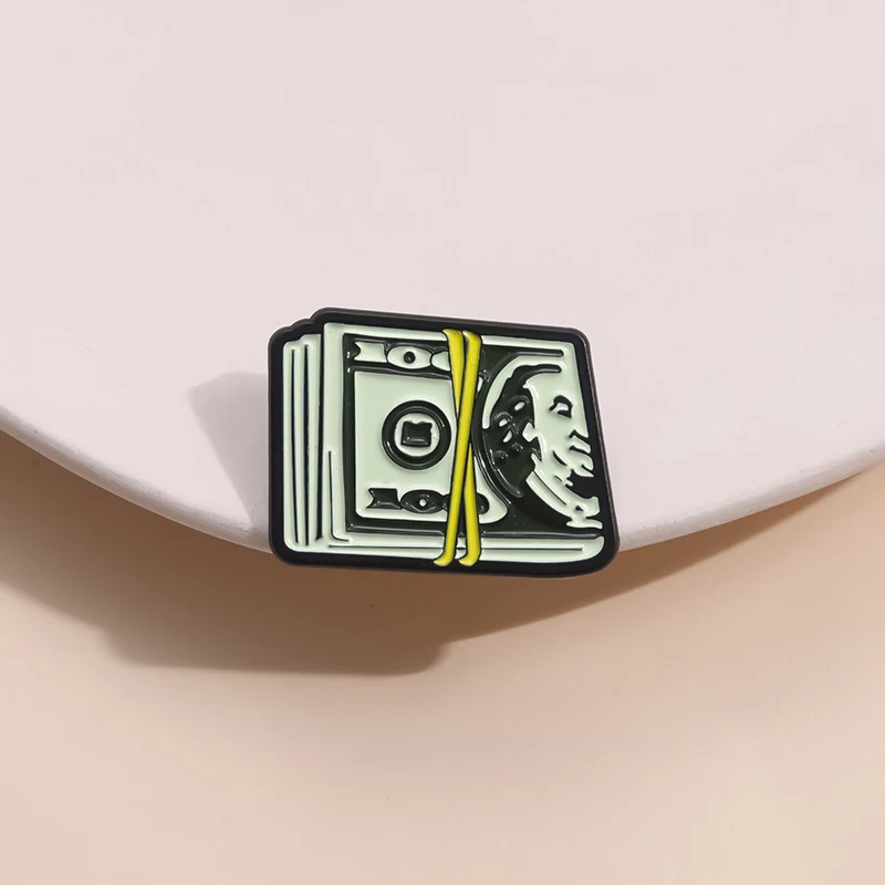 Creative Money USD Symbol Enamel Pin Banknote Money Shape Brooch Lapel Badge Clothes Backpack Decoration Jewelry Gift