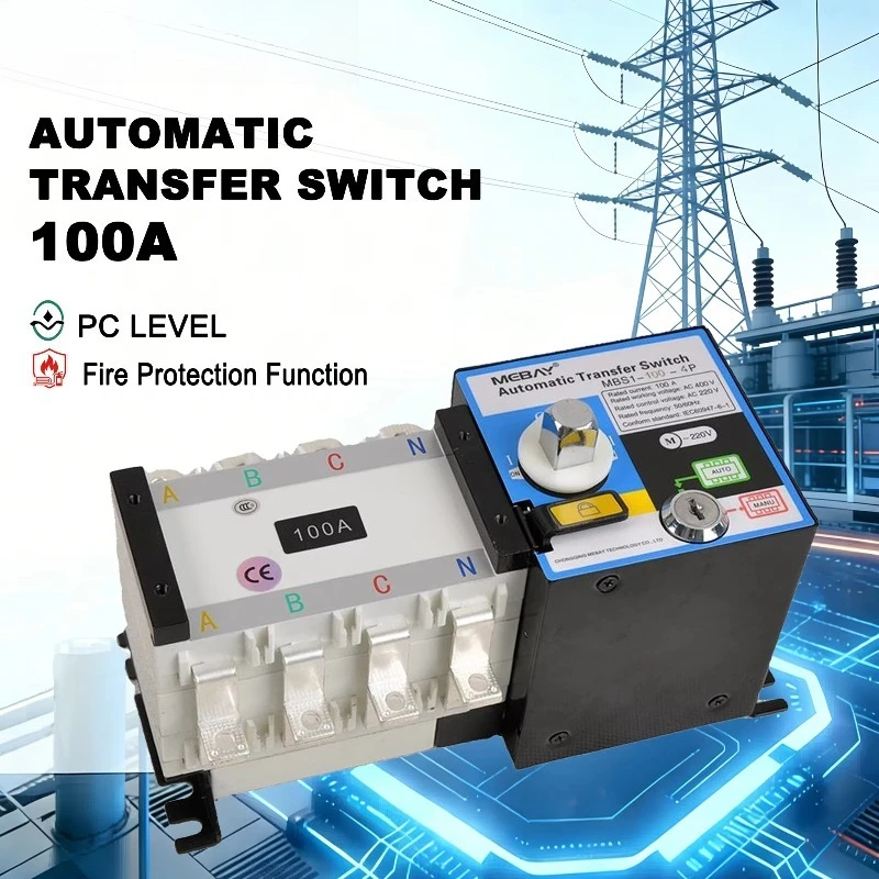 Electrical Automatic Transfer Switch ATS 100A 4P Dual Power Switch for MBSI-100GA