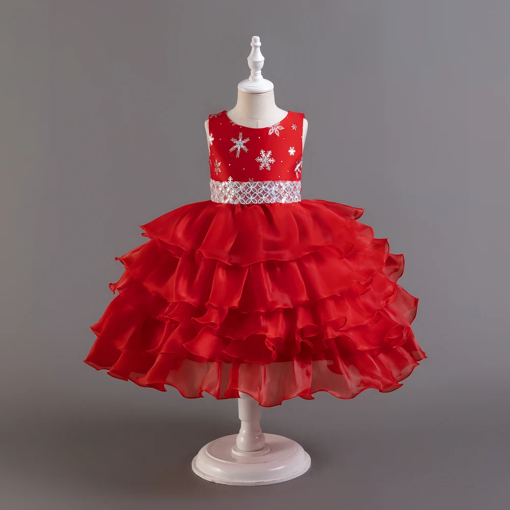 Girls Party Dress 3 Colors 100cm-150cm Christmas Dresses Princess Ball Gown Holiday Fashion Birthday Kids Skirt