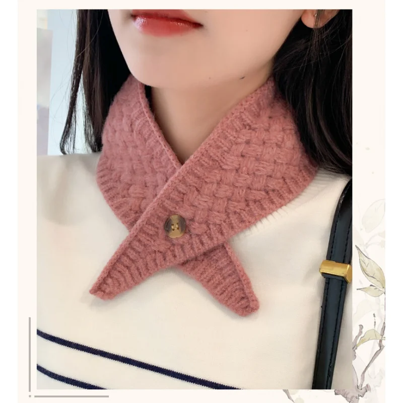 محبوك وشاح تدفئة للرقبة الشتاء وشاح صغير للنساء الكورية نمط وهمية طوق قصيرة تنوعا الرقبة أدفأ محبوك غطاء الرقبة