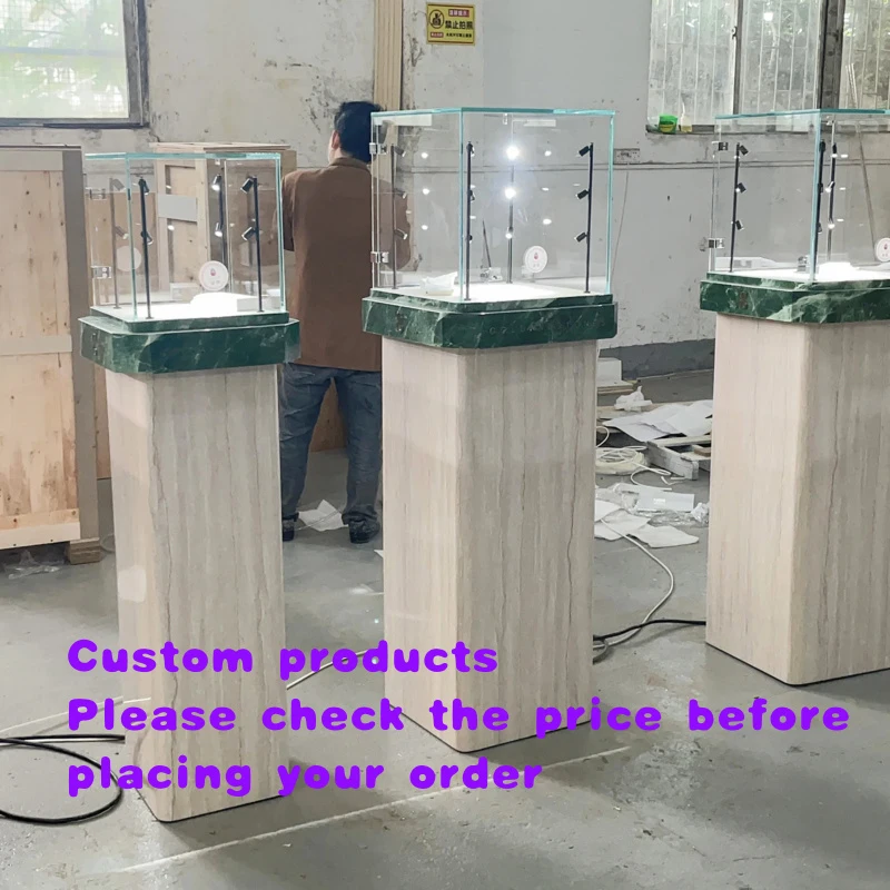 custom.Stainless Glass Jewelry Display Cabinet Showcase Custom OEM ODM Luxury Jewelry Furniture Retail Shop Showroom