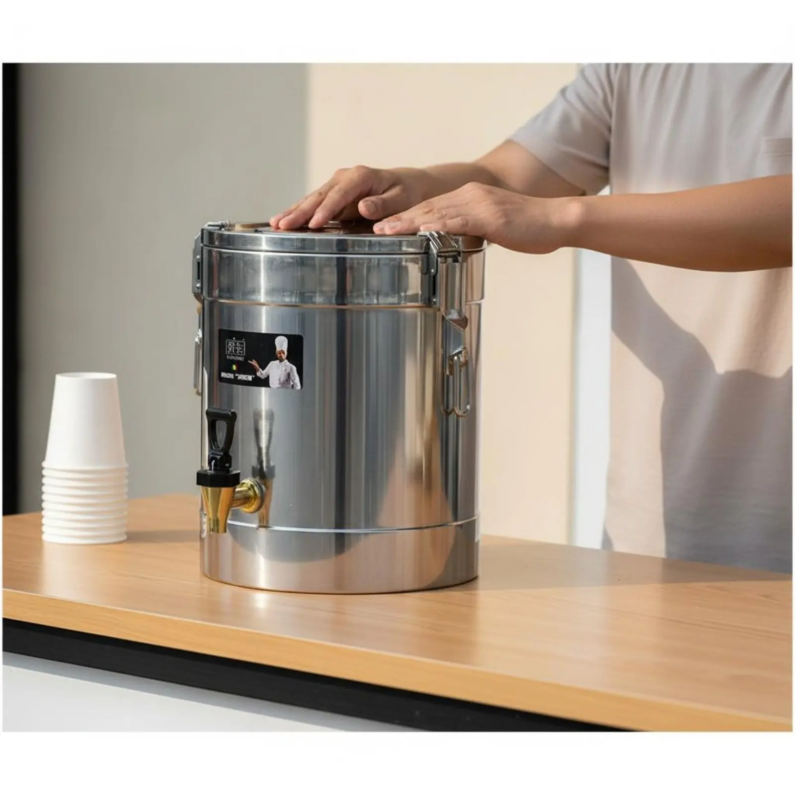 

Stainless Steel Thermal Barrel Easy to Clean Stainless Steel Insulated Barrel Insulated Food Carrier Portable for Caterers