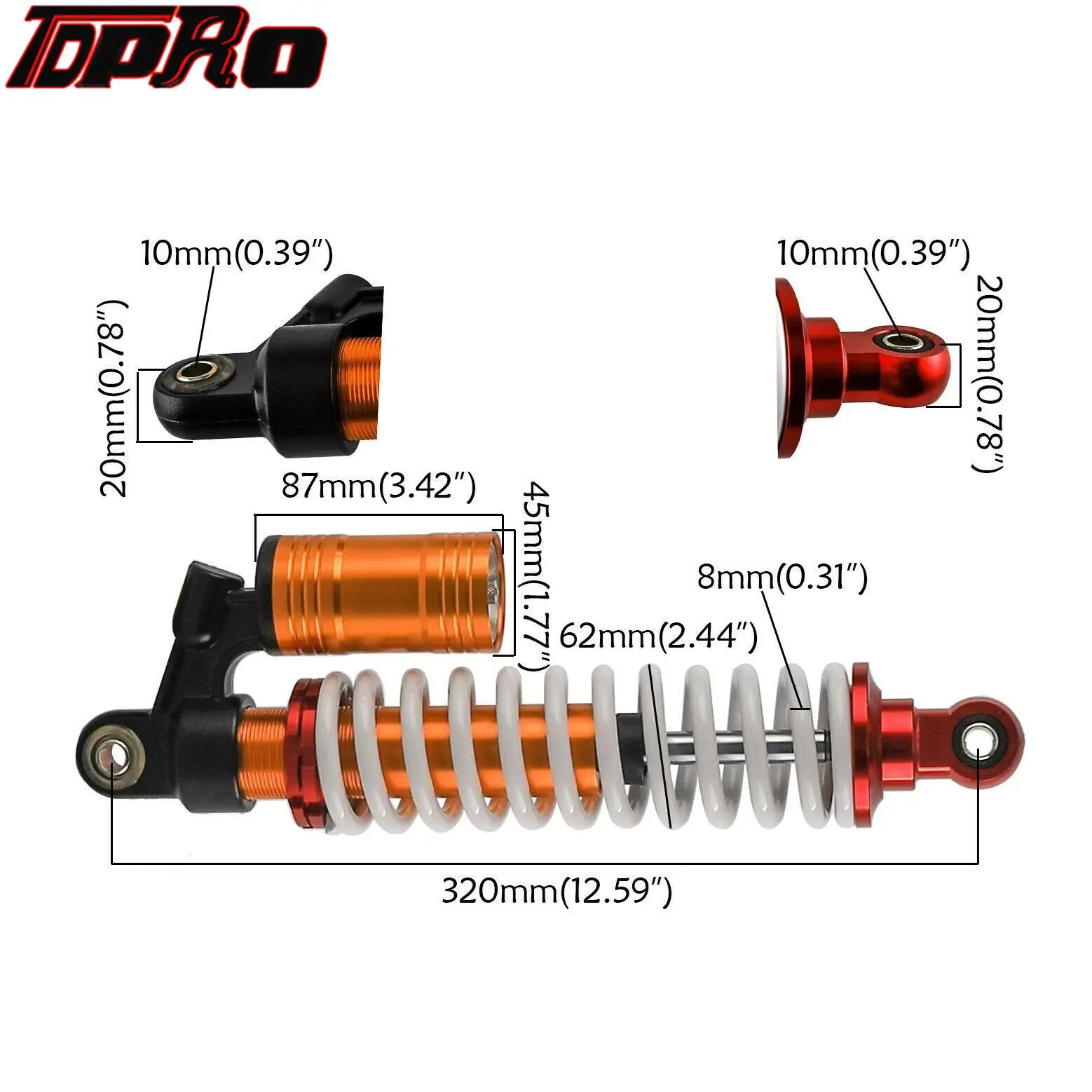 320mm 12.5'' 800lb Front Shock Suspension for Dirt Bike ATV Quad Go Kart Buggy Go Kart Dune 4 wheeler Motorcycles Accessories