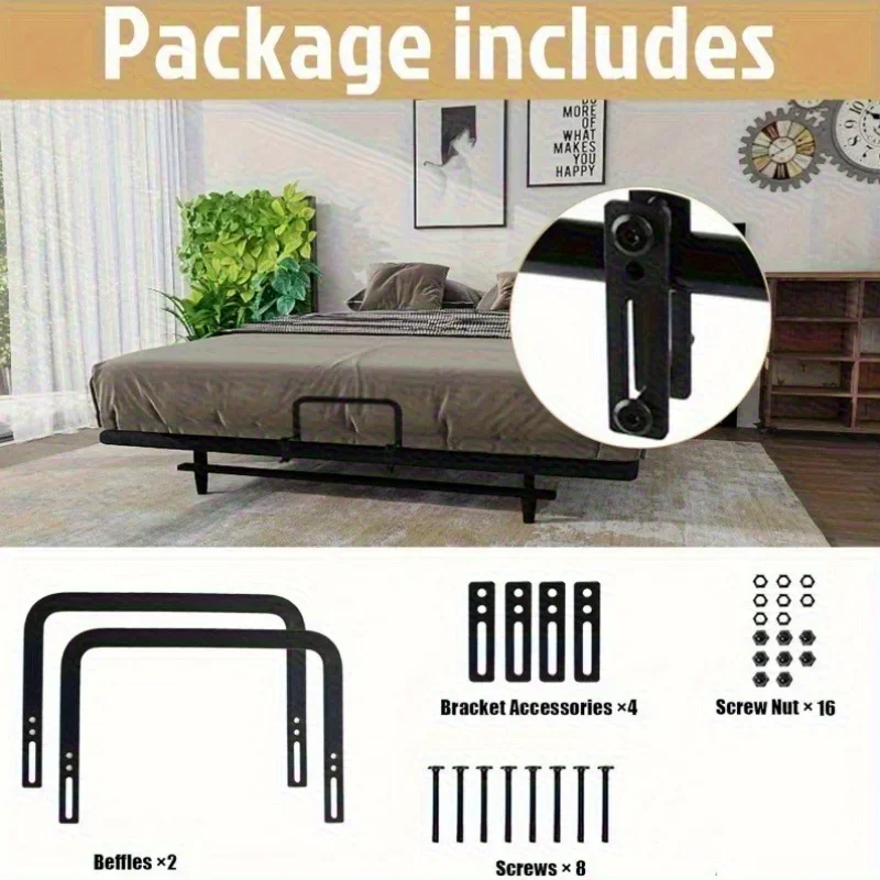 2pcs Adjustable Mattress Grippers - Non-Slip Bed Frame Retainers with Screws & Nuts, Anti-Scratch Smooth Surface Design