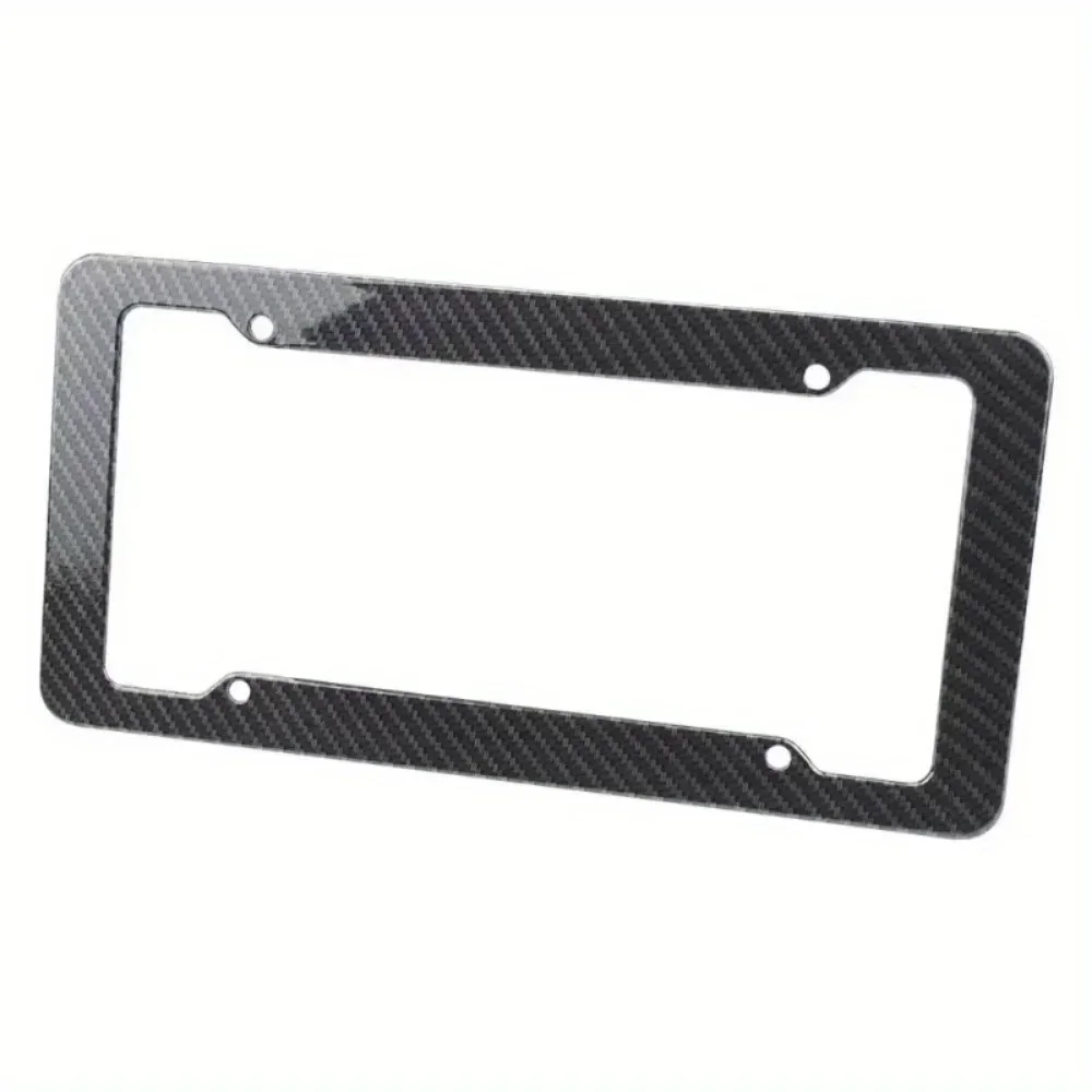 Carbon Fiber License Plate Frame-Black Plastic Front & Rear Car Tag Holder Cover With Mount Hardware, Screws