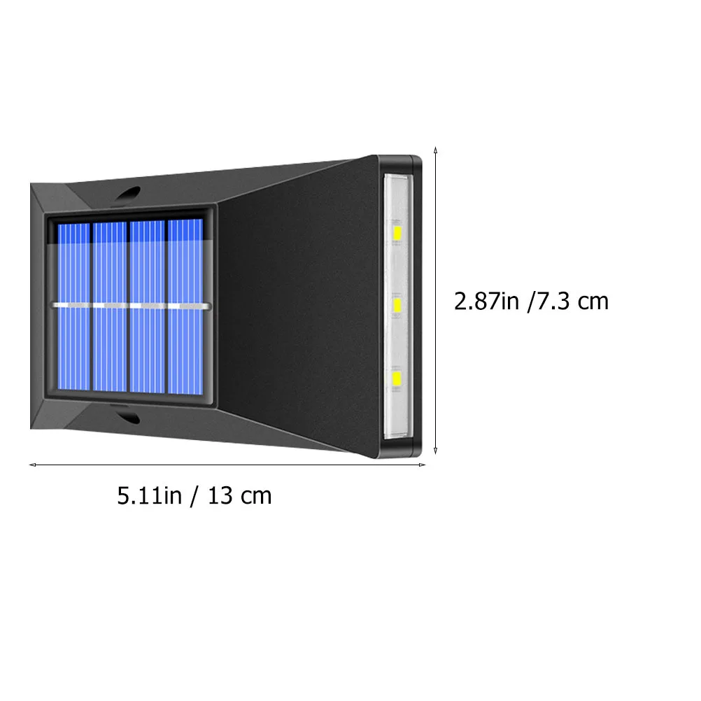 2 قطعة ضوء الجدار الزخرفية الشمسية في الهواء الطلق حديقة سياج مصباح LED ضوء دائم مصباح بعمود خارجي #3