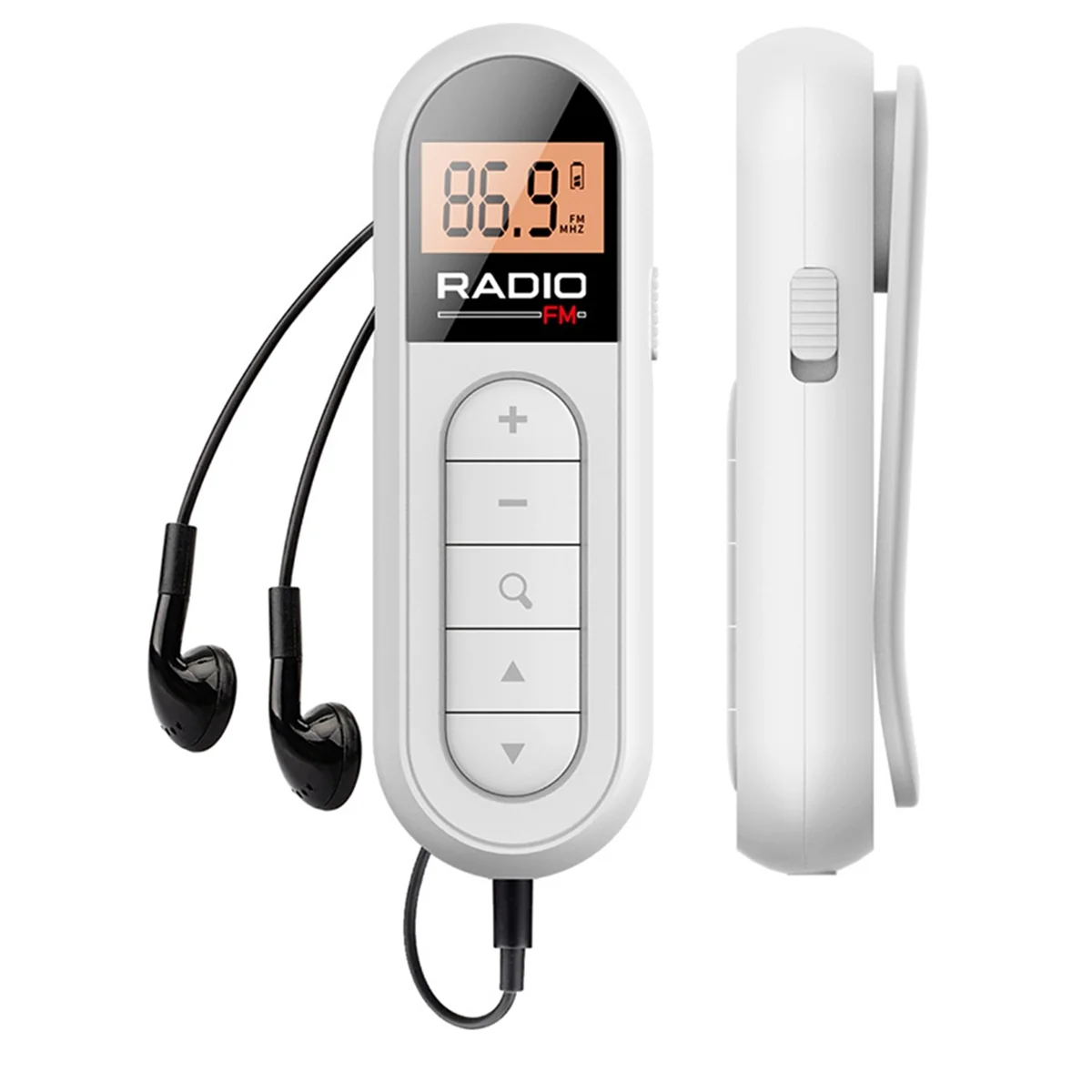 POP-lFM Radio retroilluminata Display LCD Mini radio tascabile con clip con cuffie da 3,5 mm Radio walkman personale per passeggiate