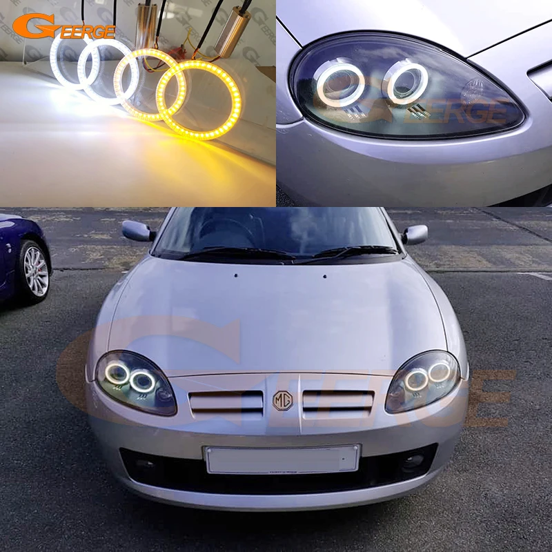 

For MG TF MGTF 2002 - 2007 2008 2009 Classic Ultra Bright A/W Switchback Day Light Turn Signal LED Angel Eyes Kit Halo Rings