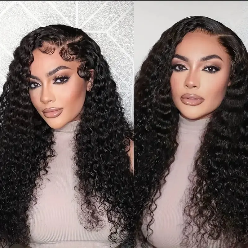 Rosabeauty 250% Density HD 13X6 Full Transparent Deep Curly Lace Frontal Wigs 30 40 Inch 13X4 Front Human Hair Wig For Women