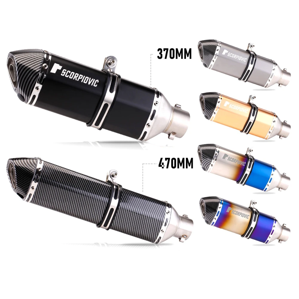Universal 51mm Muffler Modify Motorcycle Exhaust 300/370/470MM Hexagon Muffler Pipe With DB Killer For Z900 Ninja400 TNT600 MT07