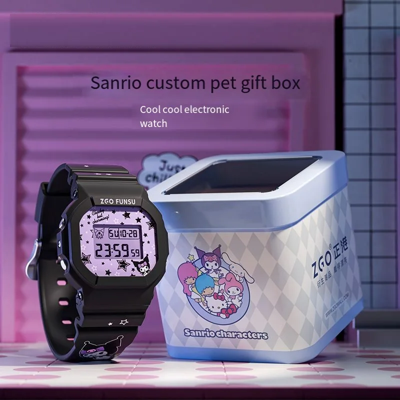 Sanrio Kuromi Leuke Meisjes Smart Sporthorloge Studenten Waterdichte Lichtgevende Timer Hot Products Elektronische Horloges Verjaardagscadeaus
