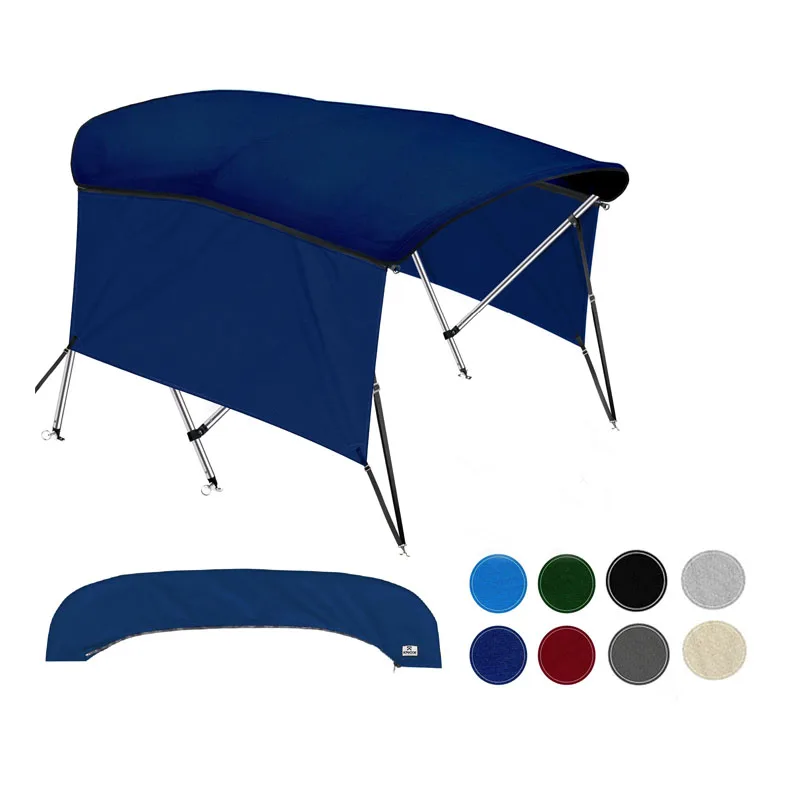 4 Bow Bimini Top, with Removable Sidewalls, 600D UV Resistant Waterproof Canopy Cover, for Marine Pontoon Fishing Boat Yacht