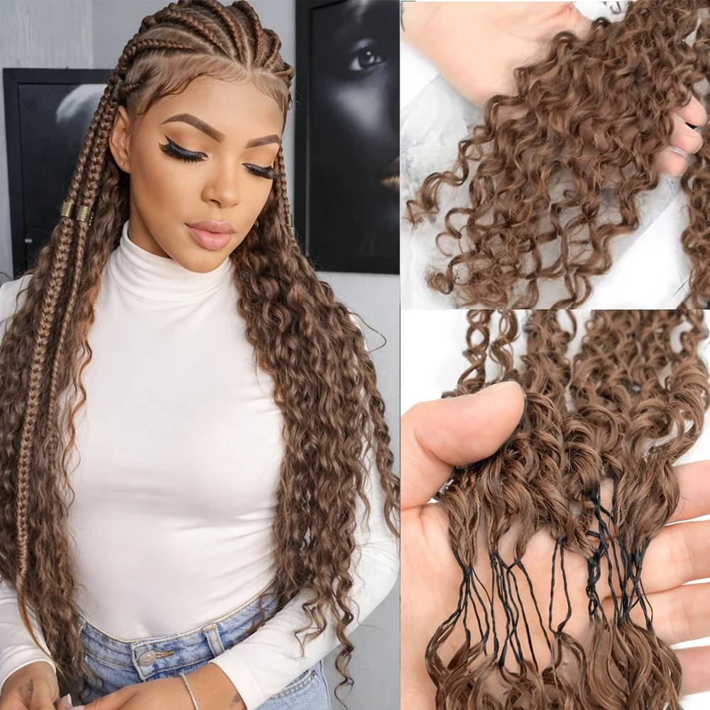 

Наращивание волос Deep Wave Curly Feather Crochet: безузловые, предварительно разделенные пряди, цвет шоколадно-коричневый, 100% натуральные человеческие волосы для плетения в стиле бохо.