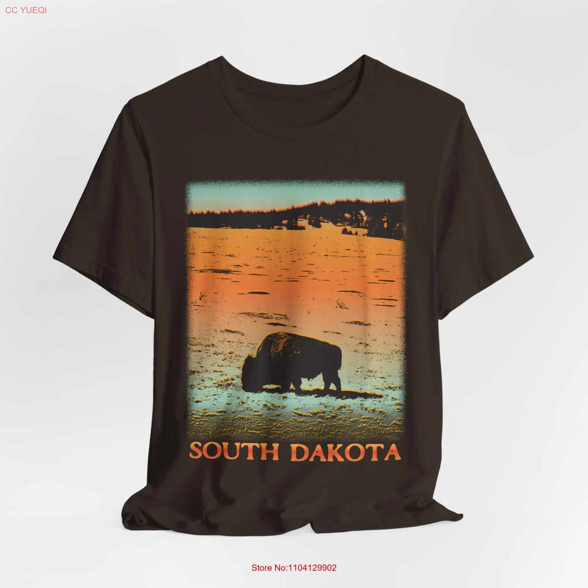 South Dakota Nature T Shirt Mountain Bison Camping Unique Outdoor Vintage Style S long or short sleeves