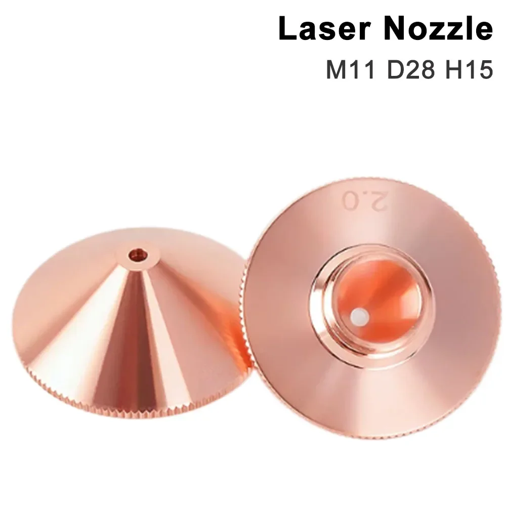 D28mm Single Layer Laser Cutting Nozzle Height 15mm M11 with Cooling Ring for Penta High Power Cutting Head