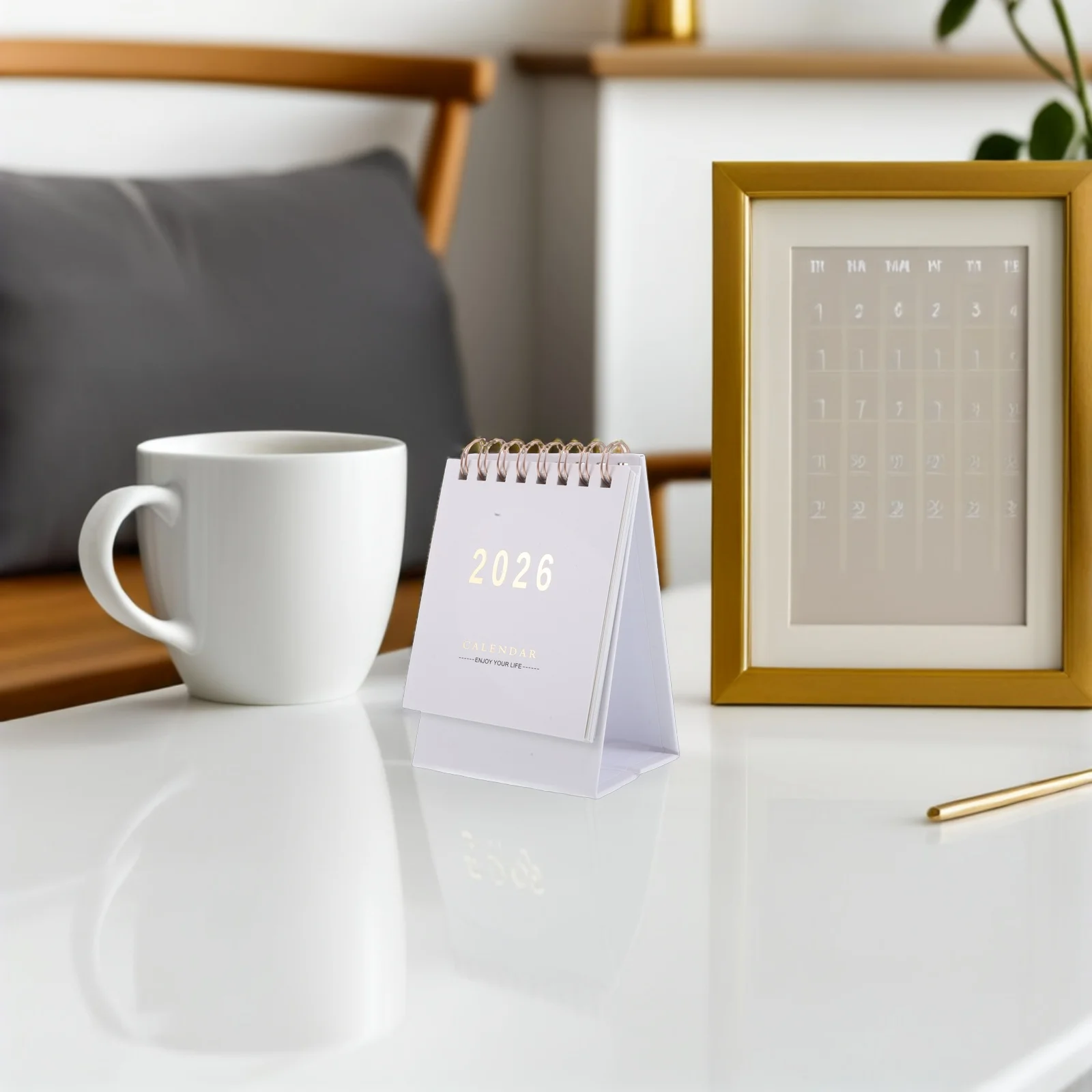 

Simple Mini Desk Calendar 2026 for Table Office Desktop Decorative Paper Standing Calendars Flip