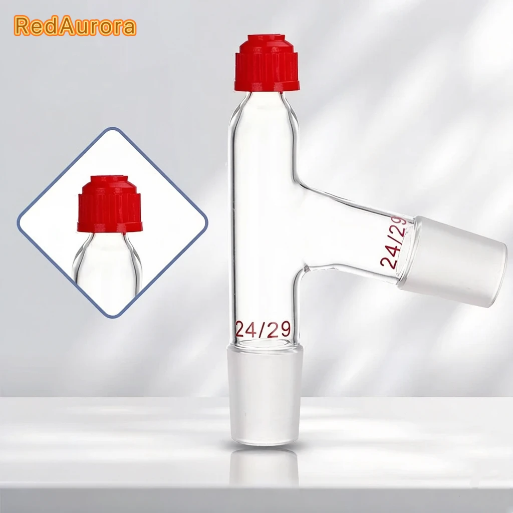 POMEX,14# 19# 24# 29#, 3-Way Glass Thermometer Adapter With Plastic Screw Three Way Lab Chemistry Glassware