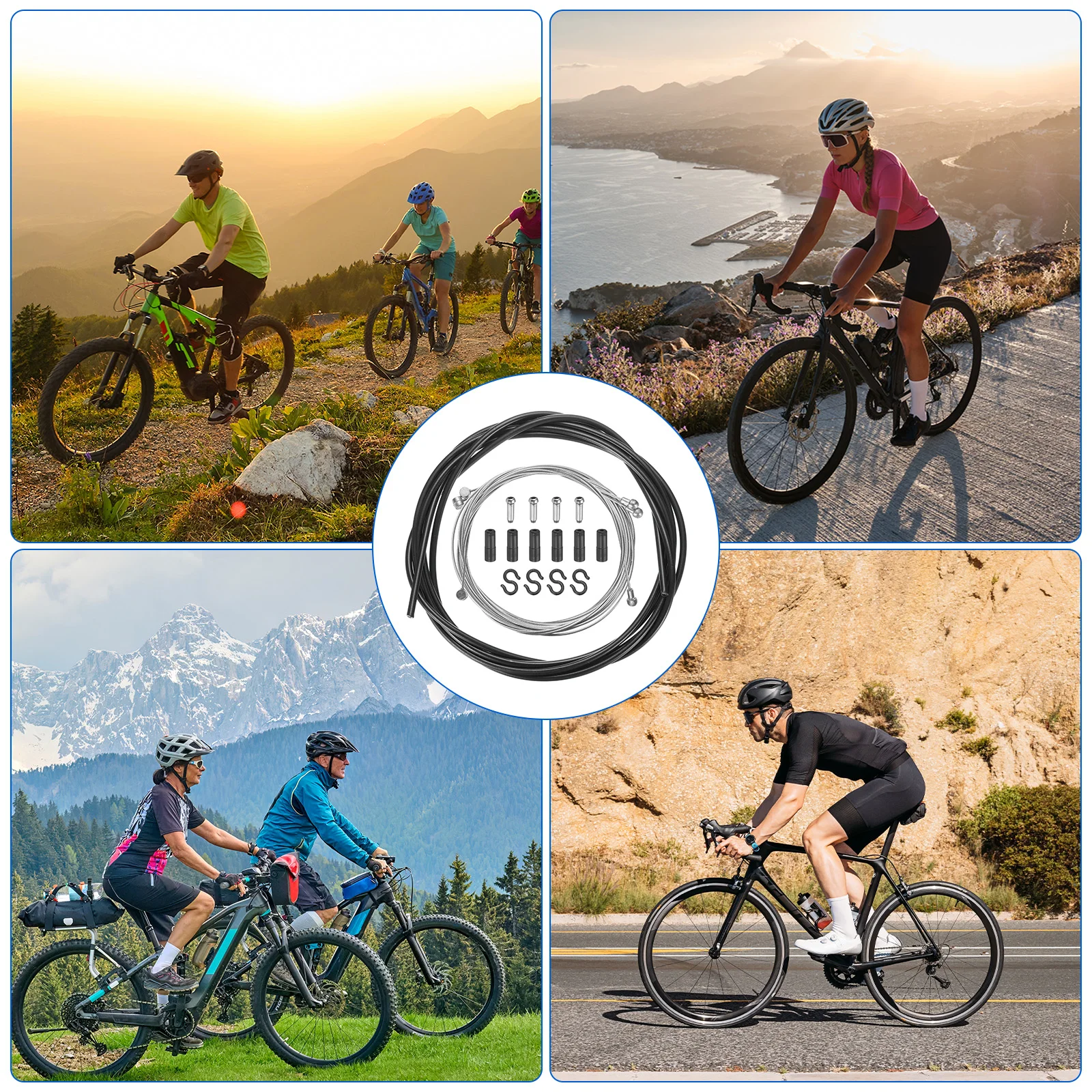 

Bicycle Brake & Derailleur Cable Kit - Fits Mountain, Road, Folding Bikes | Universal V-Brake & Internal Cable Components