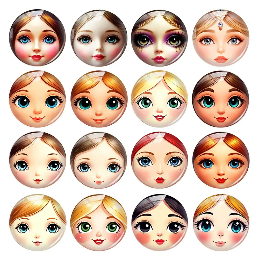 Handmade Round матрёшка Matryoshka Doll Face Russian Female Photo Glass Cabochon Flatback Demo Cameo For Diy Jewelry Making