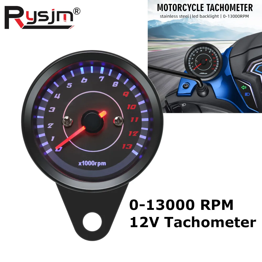0-13000 دورة في الدقيقة العالمي للدراجات النارية مقياس سرعة الدوران شاشة LED الإلكترونية RPM متر تاش متر مقياس للدراجات النارية 12 فولت #1