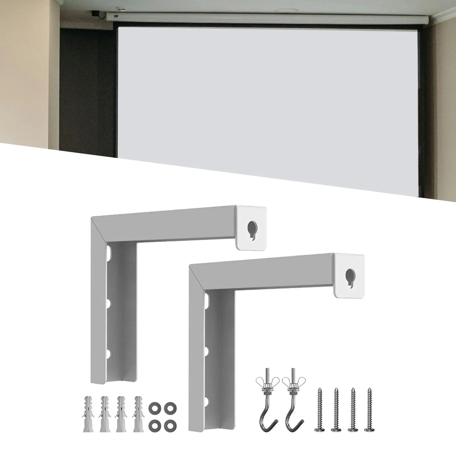 

2Pcs Projector Curtain Wall Mount Bracket Heavy Duty Projector Bracket for Projector Screen Office Living Room Bedroom Household