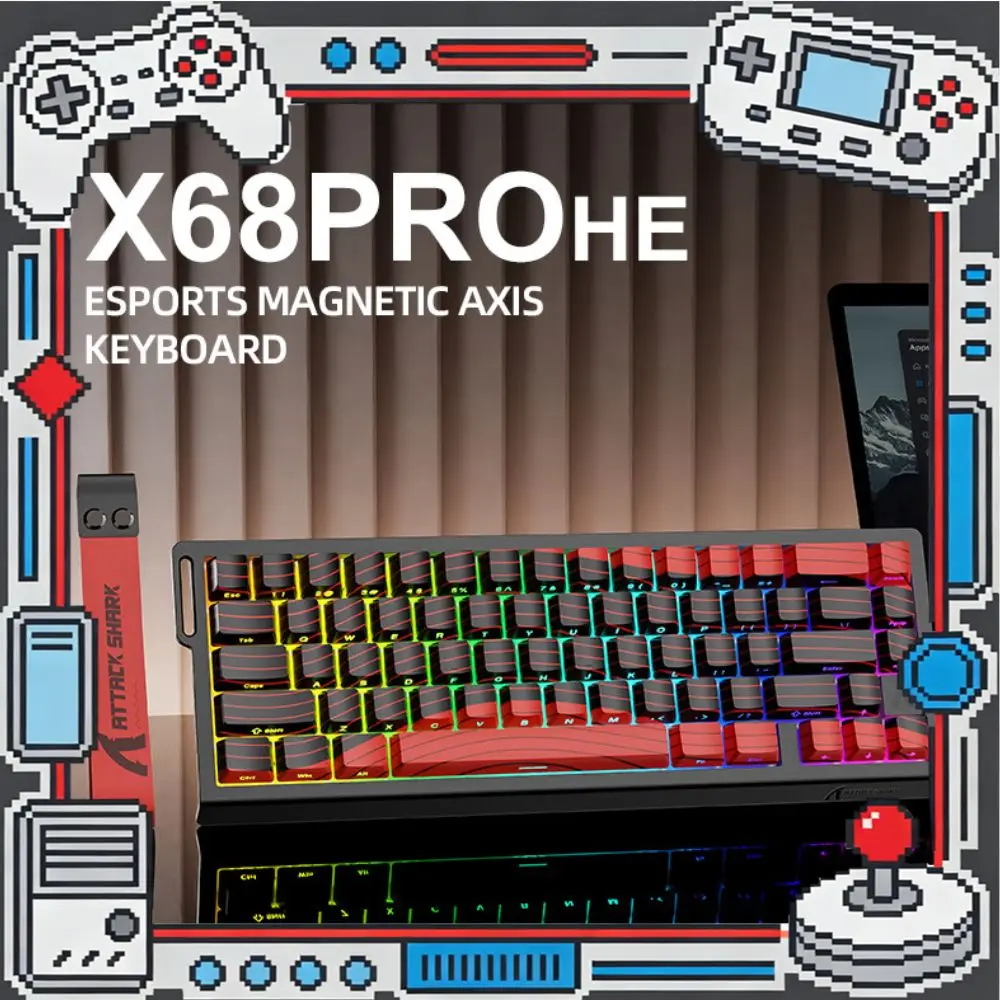 ATTACK SHARK X68PROHE Esports Magnetic Keyboard  Tri-mode Wireless 8KHz Polling Rate 0.125ms Low Latency 128K Scan Sampling Rate