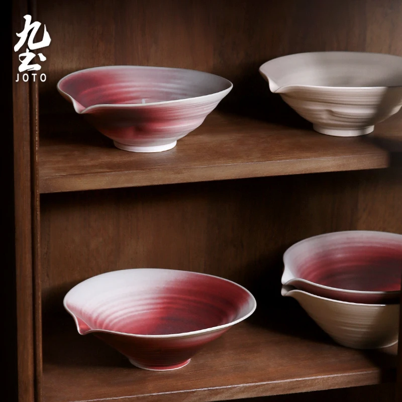 

JOTO Handmade Vintage Ceramic Noodle Bowl Sliced Mouth Soup Bowl CJR0522