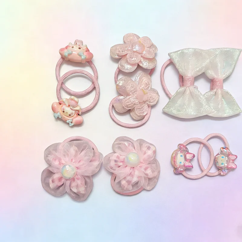 

10-piece set of elastic hair ties with beautiful flowers, bow hair bands, girls' hair accessories, hair ties, hair accessories