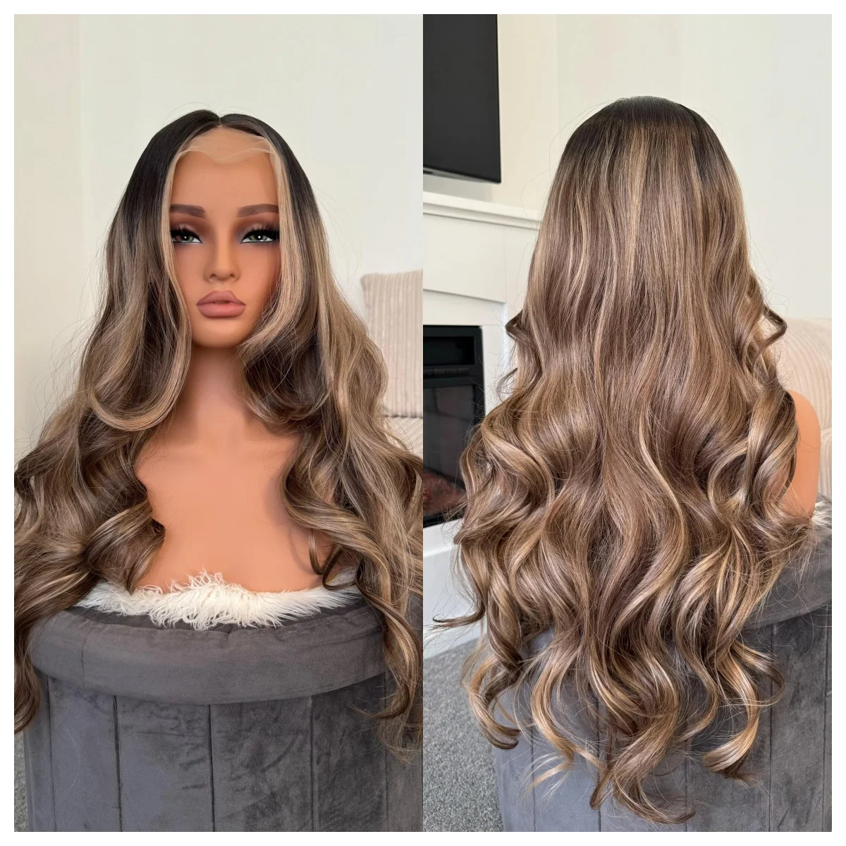 13x4-dark-brown-natural-wave-heat-resistant-synthetic-wig-with-middle-part-layered-caramel-brown-blonde-highlights-lace-front