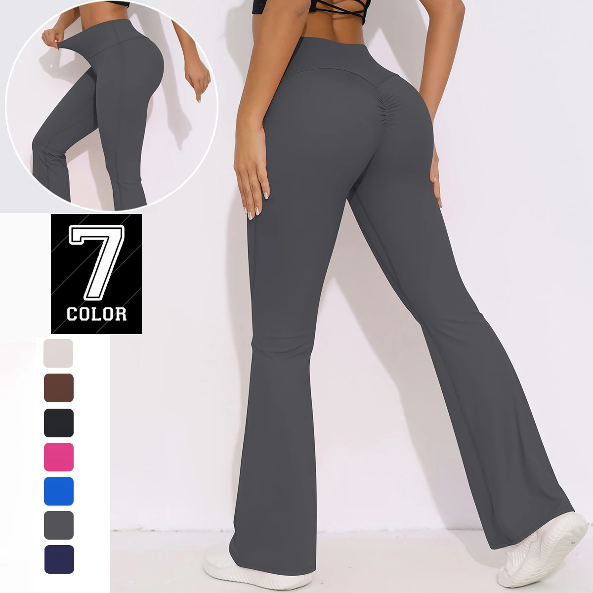 

Расклешенные леггинсы для йоги, фитнес-подтяжка ягодиц, фитнес-расклешенные женские брюки, утягивающие леггинсы с контролем живота