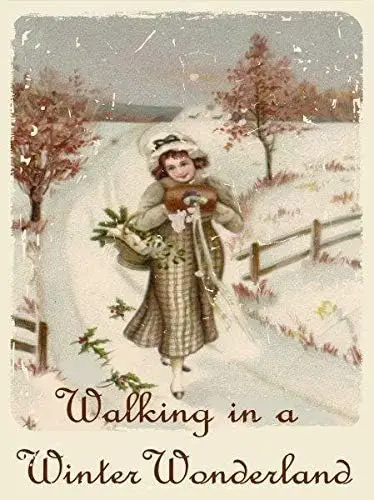 Retro Vintage Metal Plaque Sign Walking in a Winter Wonderland Merry Christmas Holiday Tin Sign for Home Bar Kitchen Pub Wa sign