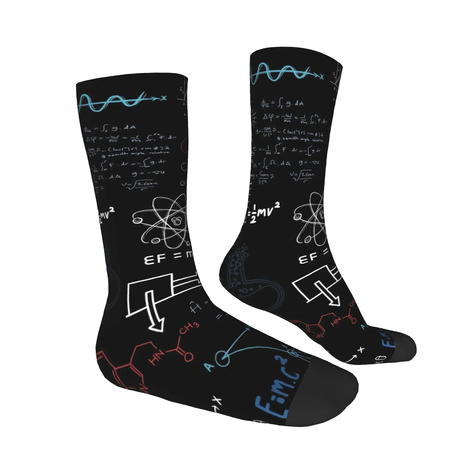 Adults Men Socks Chemical Molecular Formula  Stockings Autumn Vintage Soft Socks Custom Skateboard Anti-Slip Socks
