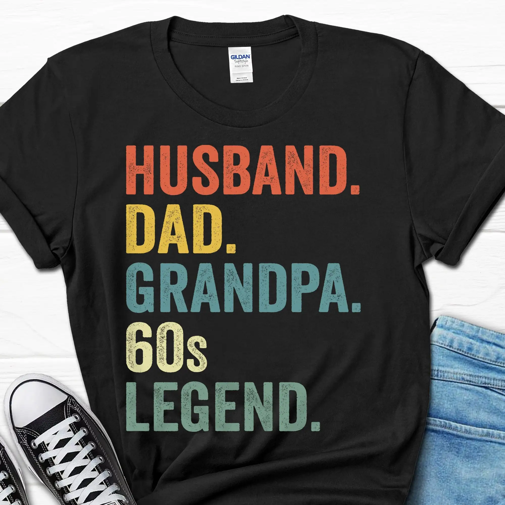 Husband Dad Grandpa 60s Legend Men's T Shirt Born In 1963 For Men 60th Birthday Party Him Turning 60 Year Old