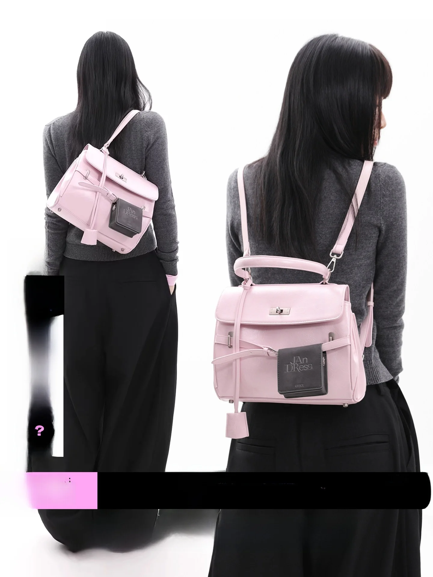 Original Small Pink Large Capacity Double Shoulder Women's Backpack Crossbody 3-Way Commuter Briefcase Spring Summer New Arrival