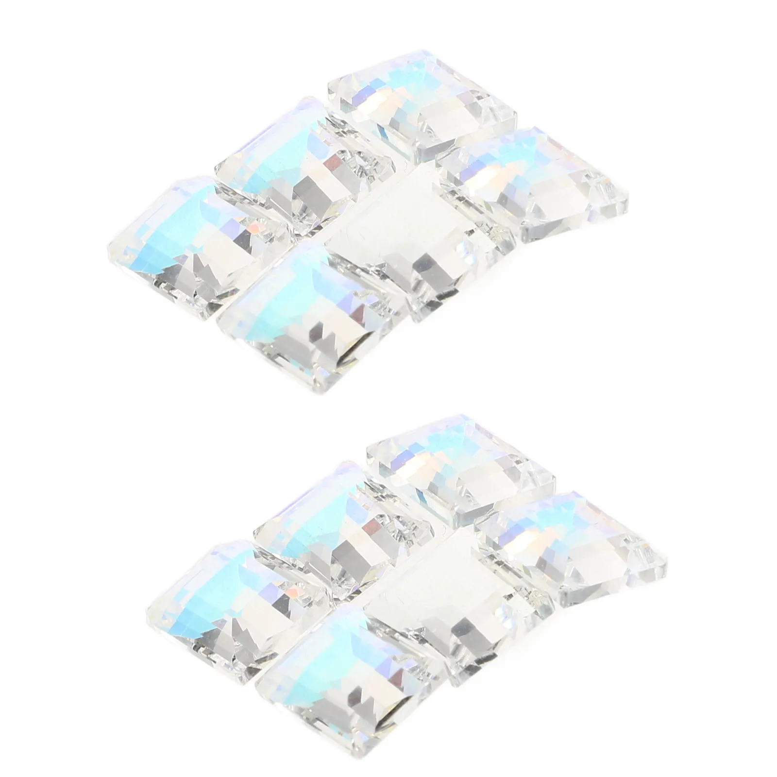 30Pcs Rectangular Sugar Nail Rhinestones Ultra Shiny Transparent Flatback Nail Art Decorations for DIY Salon Wedding
