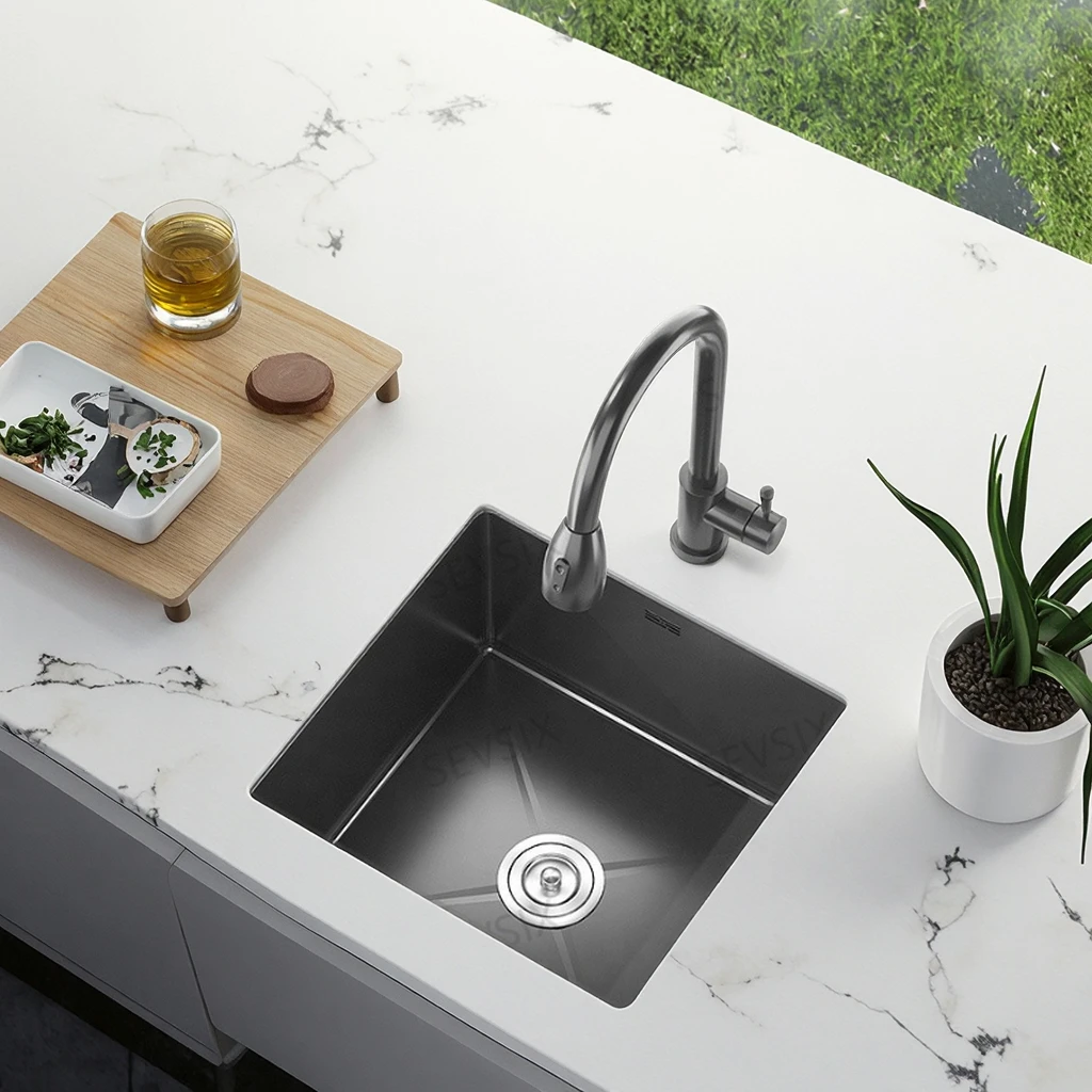 

Kitchen 304 stainless steel handmade small sink, single sink, vegetable washing basin, under counter, island counter, water bar