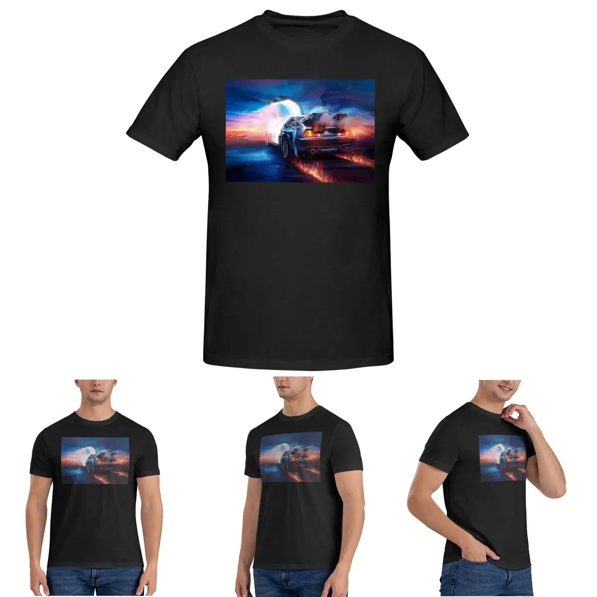 

Back To The Future Delorean Time Machine T-Shirt for Men Cotton Oversized T Shirts Men's Tees Short O-Neck Summer Clothes Tops