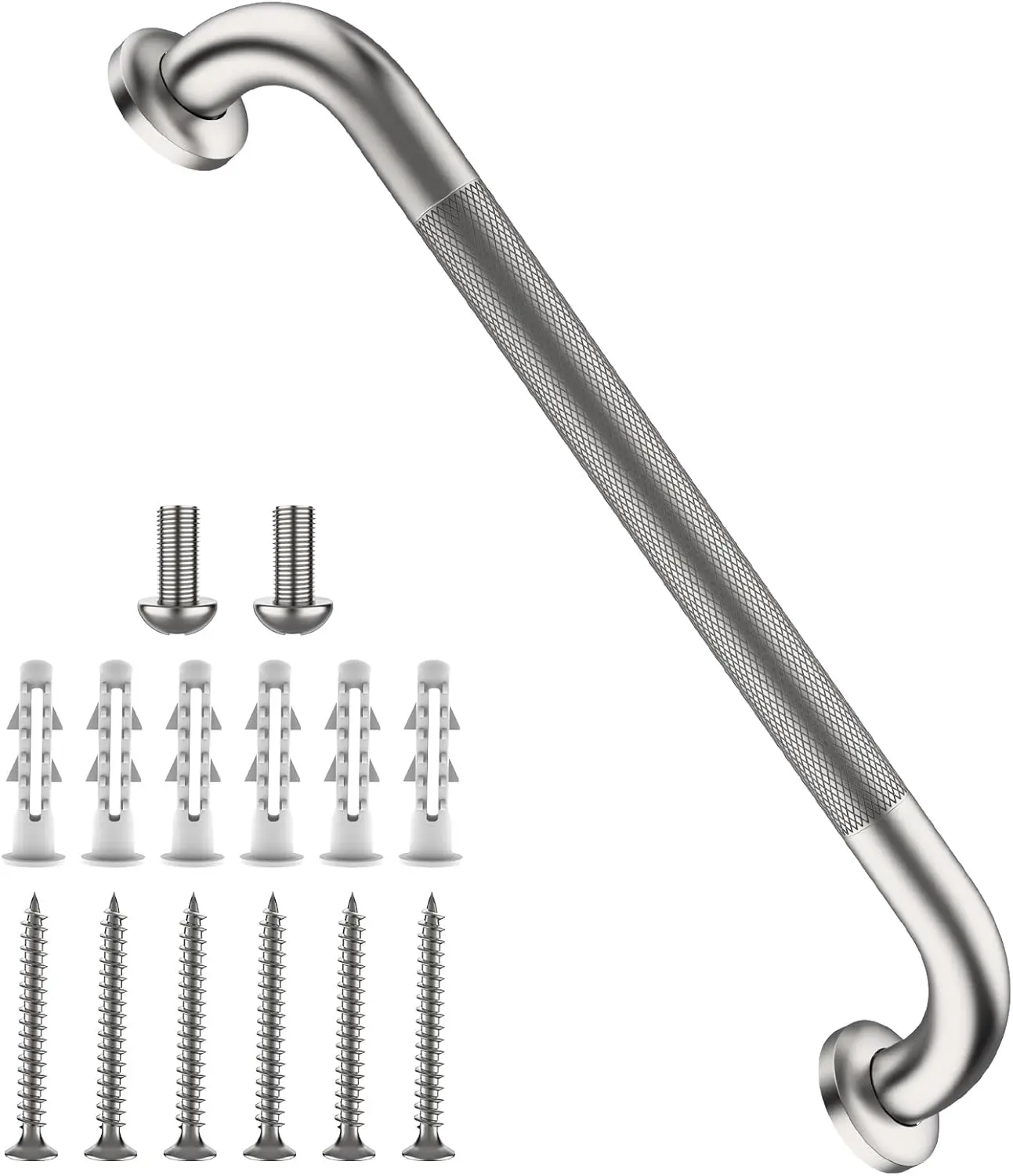 

16 Inch Shower Grab Bar, Brushed Nickel Bathroom Safety Rail with Anti-Slip Knurled Grip, 304 Stainless Steel Support Handrail for Elderly, Toilet Bathtub Wall Handle